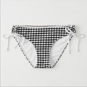 NWOT Abercrombie & Fitch Black White Checkered Side Tie Bikini Bottoms - XS